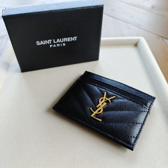 YSL Yves Saint Laurent "Cassandre" black cardholder - Picture 1 of 11